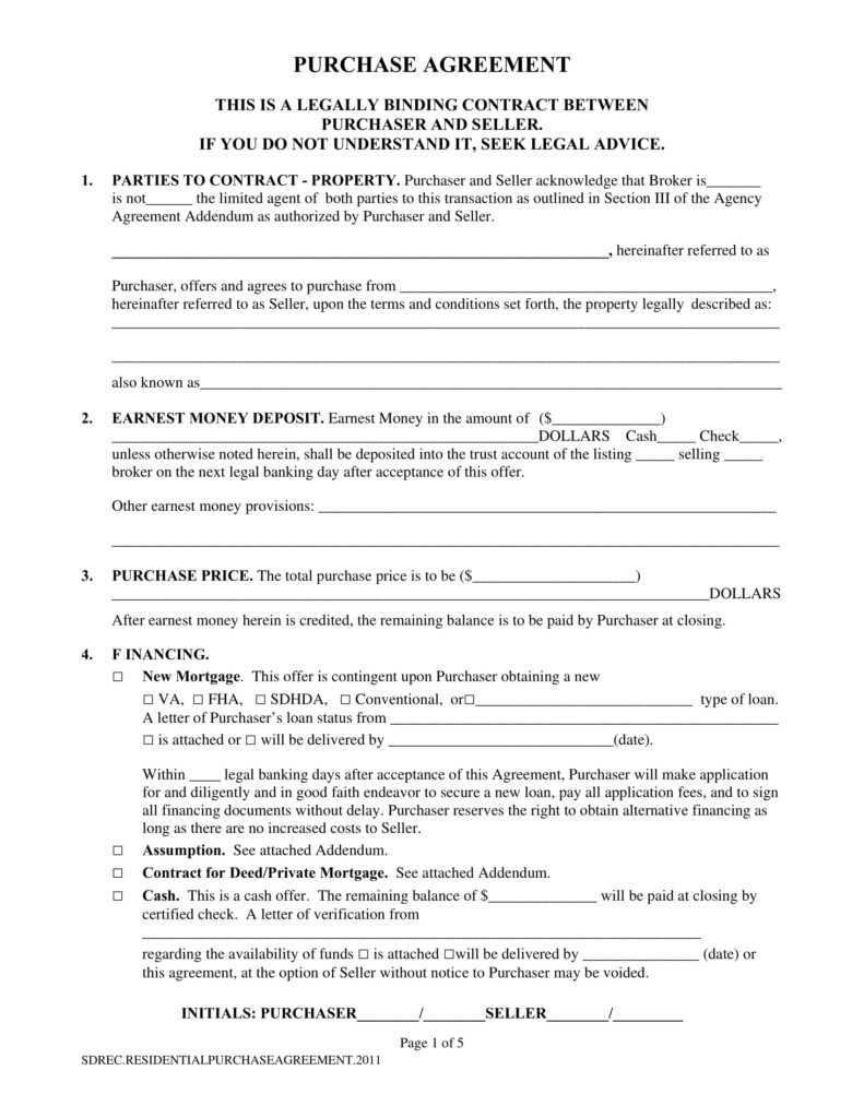 FREE 5 Home Sales Agreement Contract Forms In PDF MS Word