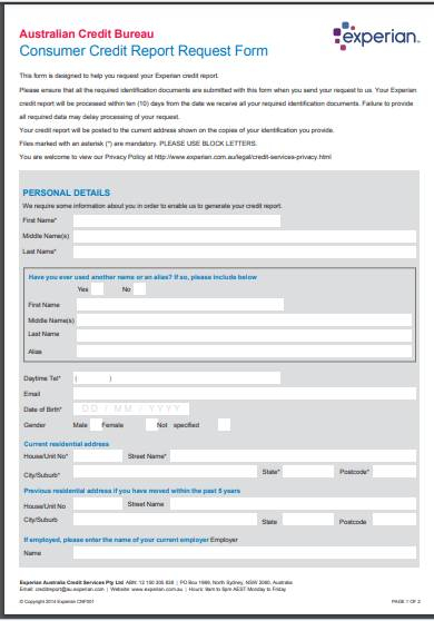 FREE 6 Credit Report Request Forms In PDF MS Word