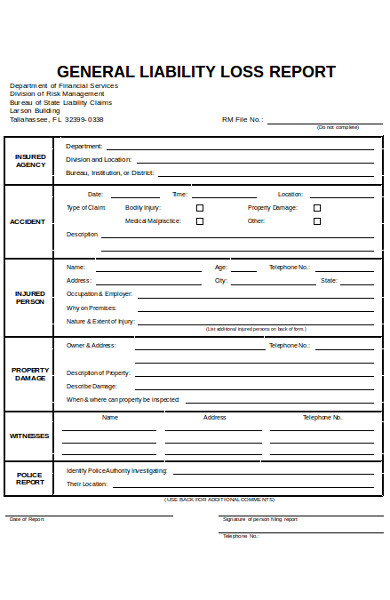 FREE 7 General Liability Forms In PDF Ms Word
