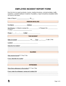 Free Employee Incident Report Template PDF Word EForms