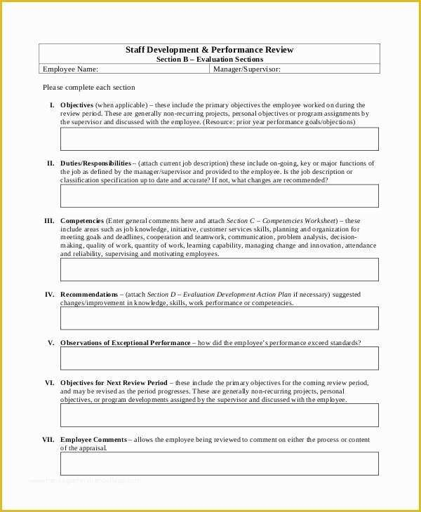 Free Employee Review Template Of 46 Employee Evaluation Forms 