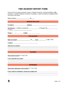 Free Fire Incident Report Form PDF Word EForms