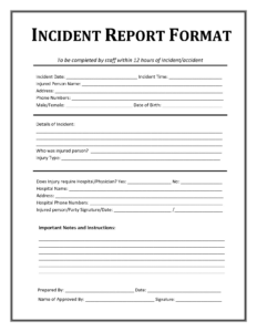 Free Printable Incident Report Form Free Printable