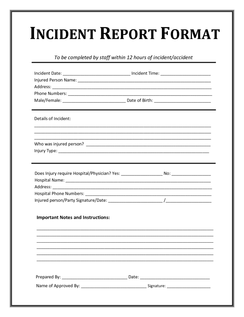 Free Printable Incident Report Form Free Printable