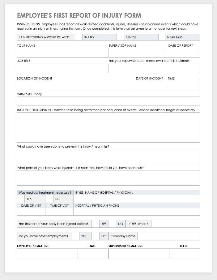 Free Workplace Accident Report Templates Smartsheet 2023 