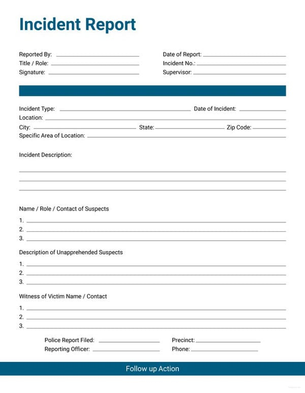 Free Workplace Incident Report Form Template Free Templates Printable