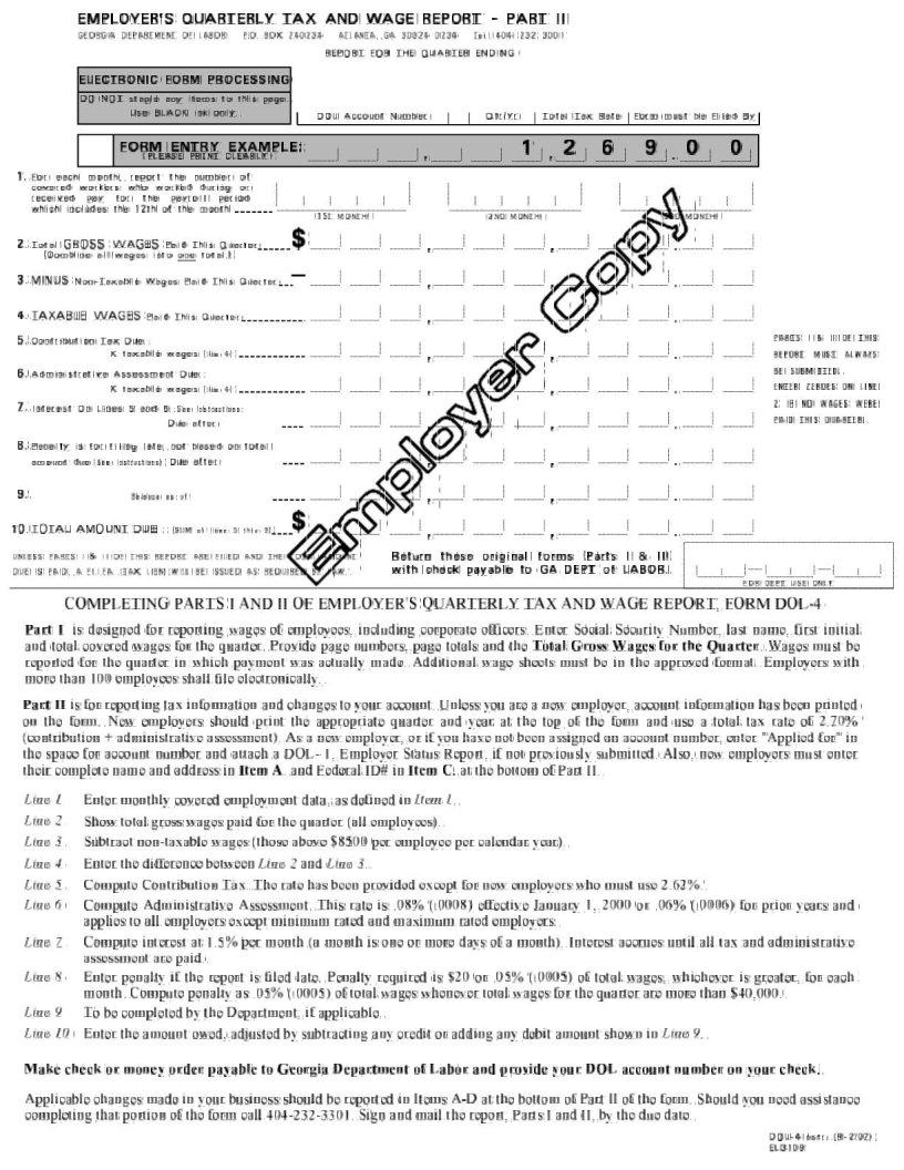 Ga Tax Wage Report Fill Out Printable PDF Forms Online