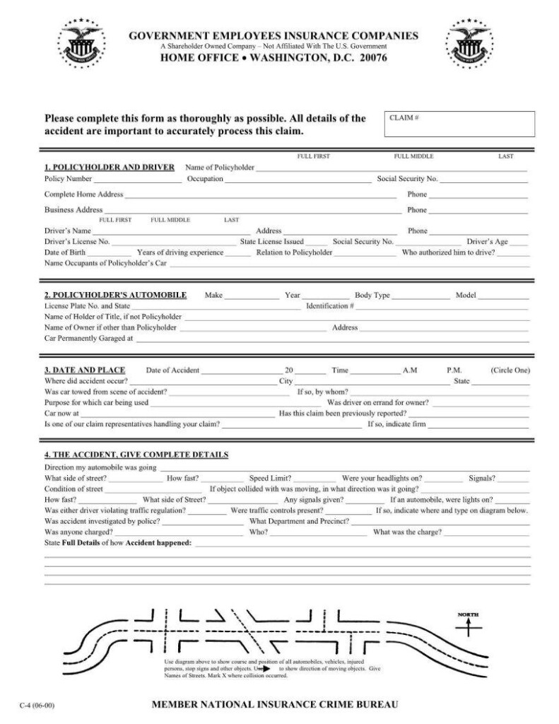 Geico Claim Report Printable PDF Form FormsPal