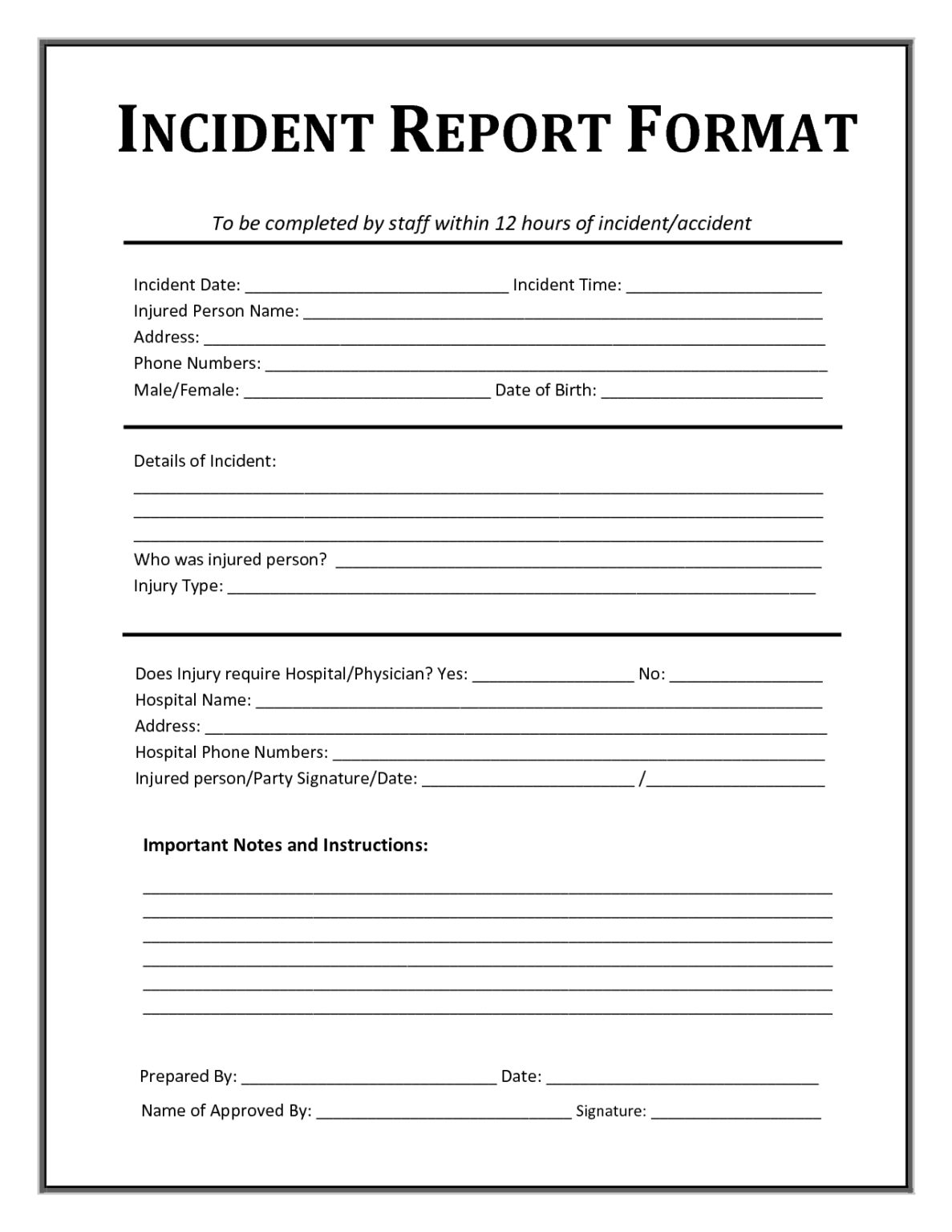 General Incident Report Colona rsd7 For Office Incident Report 