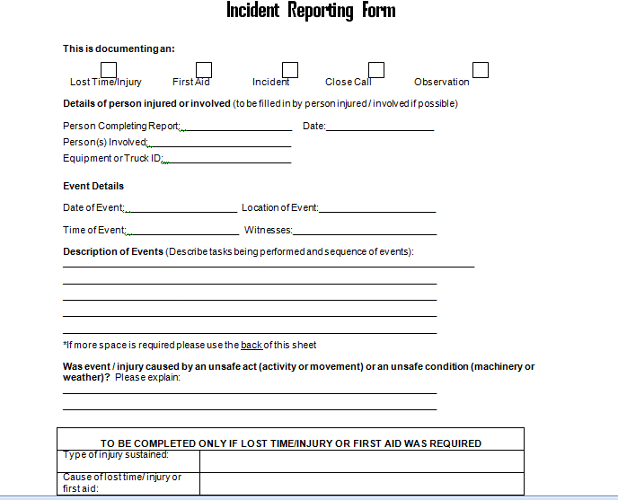 Get Employee Incident Report Form Doc Project Management Excel Templates