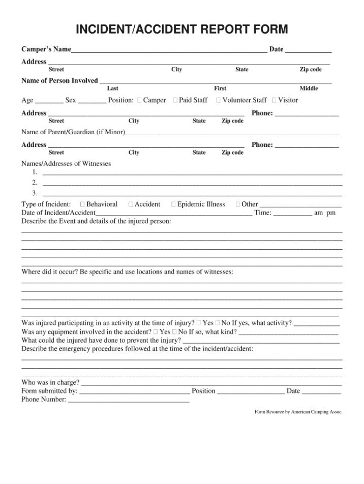 Get Our Sample Of Injury Incident Report Form Template Incident 