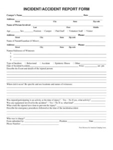 Get Our Sample Of Injury Incident Report Form Template Incident