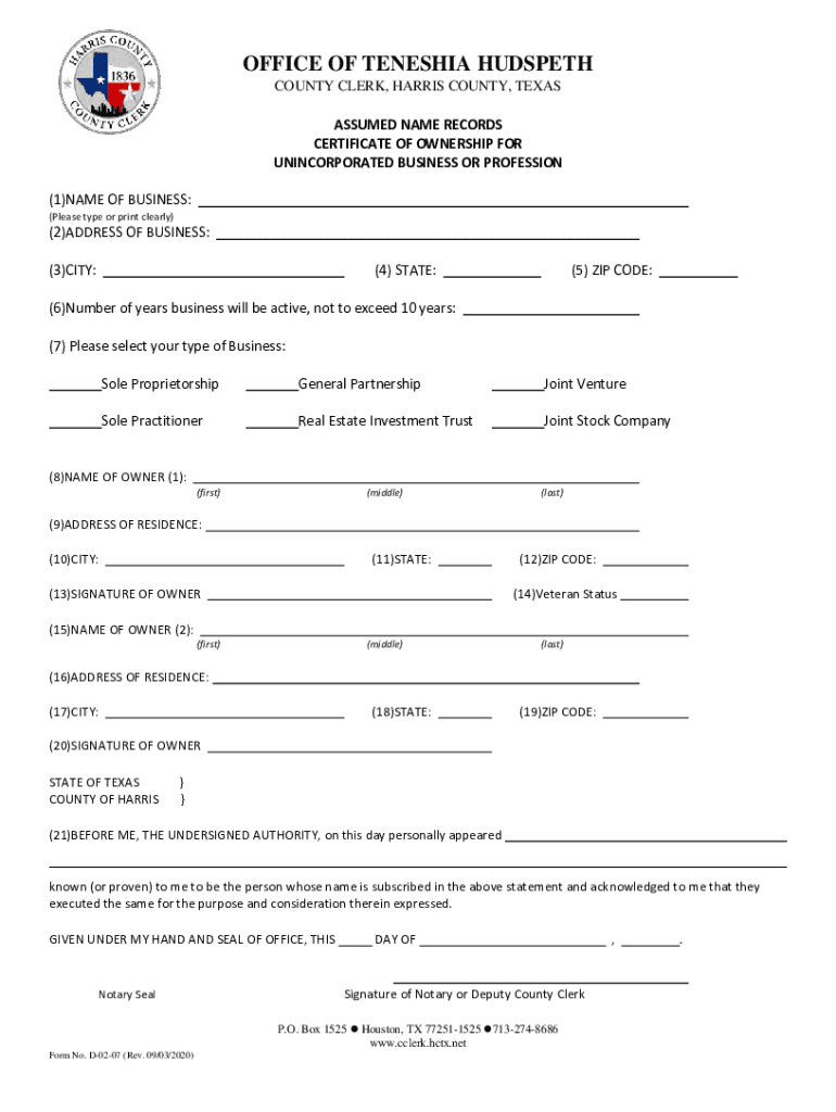 Harris County Dba Form Pdf Fill Out Sign Online DocHub