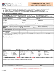 Hazard Incident Report Form Example ReportForm