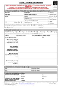 Hazard Incident Report Form Template