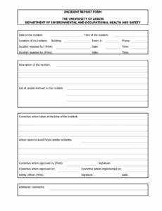 Health And Safety Incident Report Form Template Professional Template