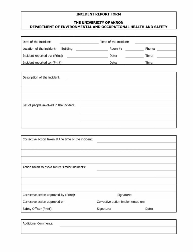 Health And Safety Incident Report Form Template Professional Template