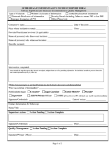 Hipaa Incident Report Form Fill Online Printable Fillable Blank