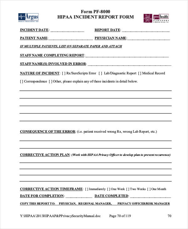 Hipaa Incident Report Form Fill Out And Sign Printable PDF Template 