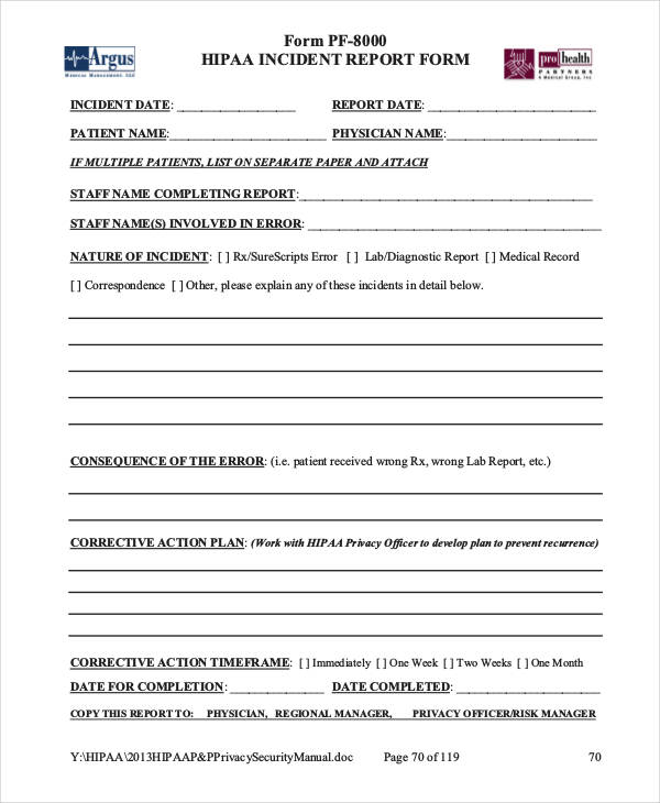 Hipaa Incident Report Form Fill Out And Sign Printable PDF Template