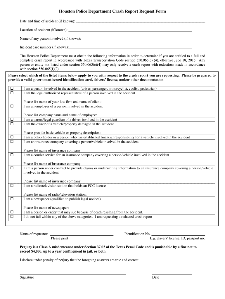 Houston Police Report Form Fill Out Sign Online DocHub