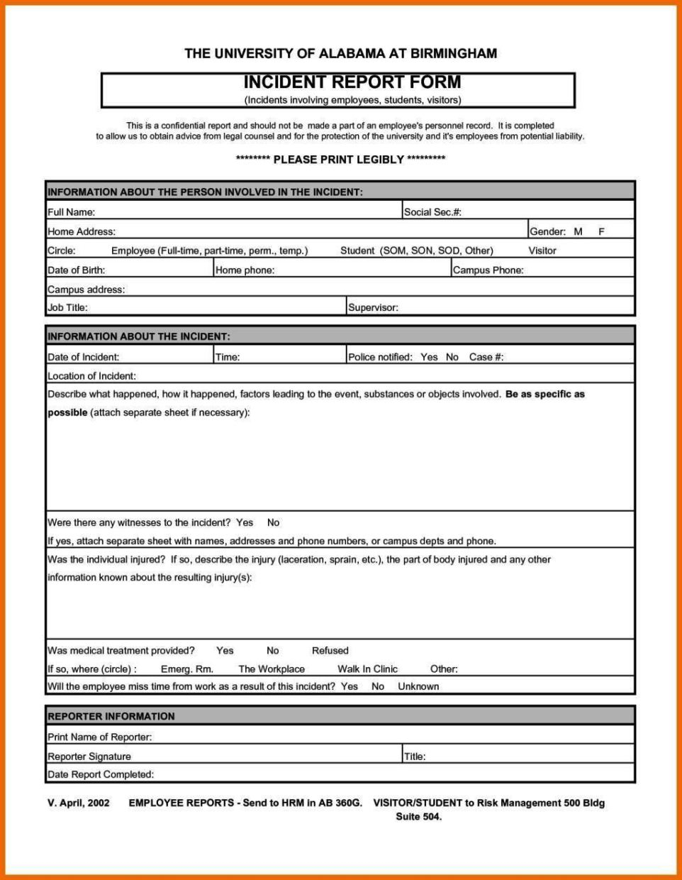 Hr Incident Report Form Template SampleTemplatess SampleTemplatess