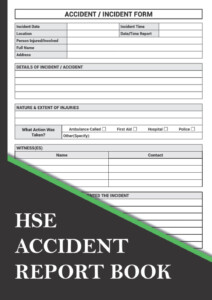 HSE Accident Report Book Accident Incident Log Book Health And