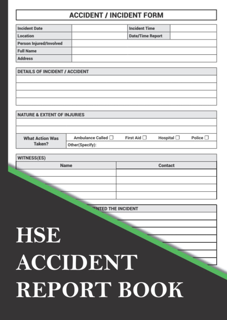 HSE Accident Report Book Accident Incident Log Book Health And 