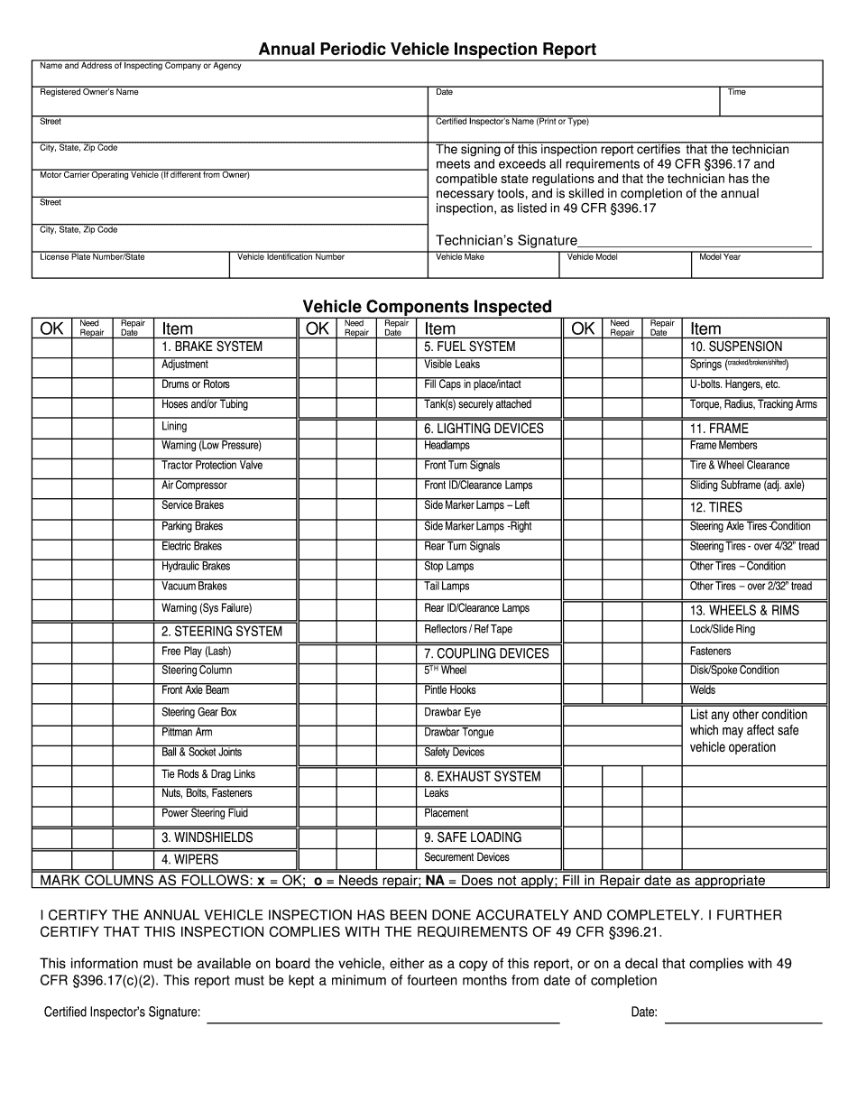 IA DoT Annual Periodic Vehicle Inspection Report Form Fill Online 