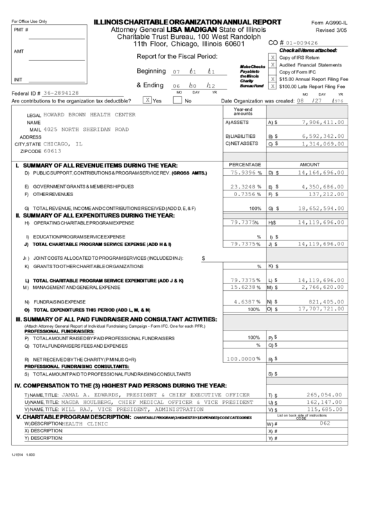 Illinois Charitable Organization Annual Report Form Printable Pdf Download