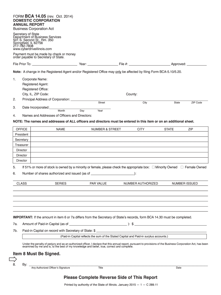 Illinois Corporate Annual Report Form Pdf Fill Online Printable