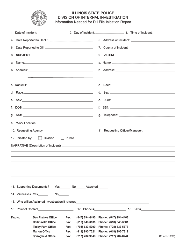Illinois Dii Police Fill Online Printable Fillable Blank PdfFiller