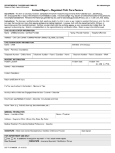 Incident Report Daycare Template 2020 2022 Fill And Sign Printable