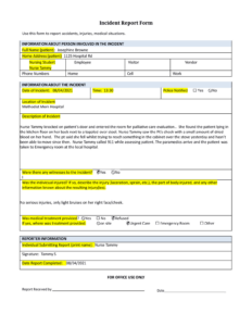 Incident Report Form A Complete Description Of An Incident In The