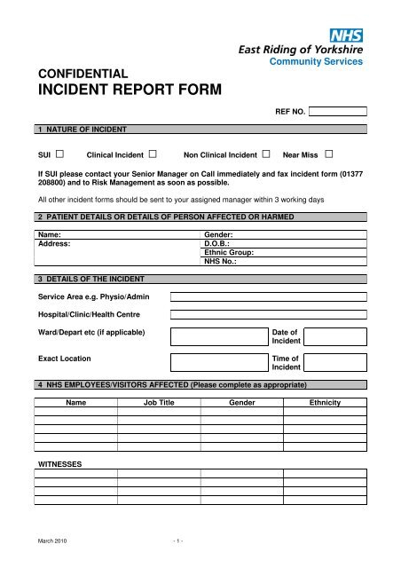 Incident Report Form Blank