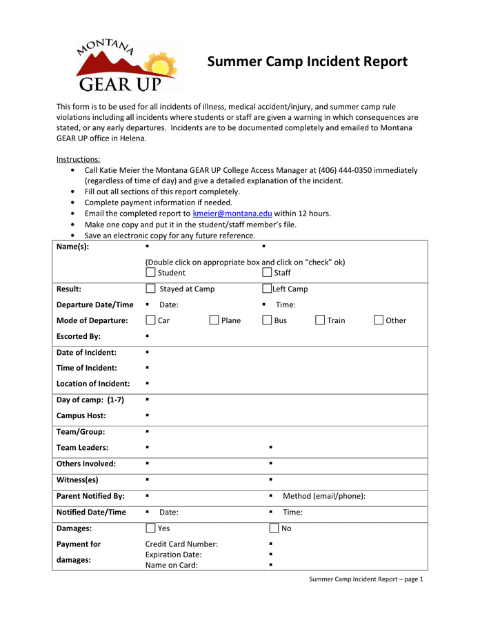 Incident Report Form In Word And Pdf Formats