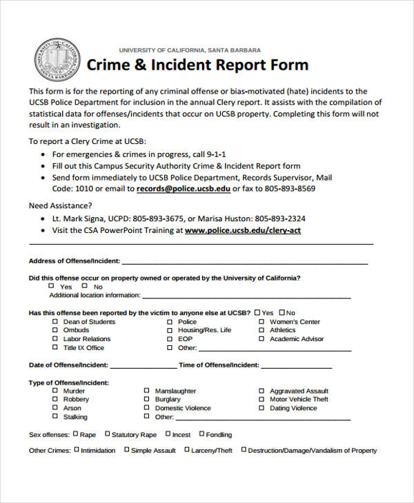 Incident Report Form Police Assessment Centre ReportForm