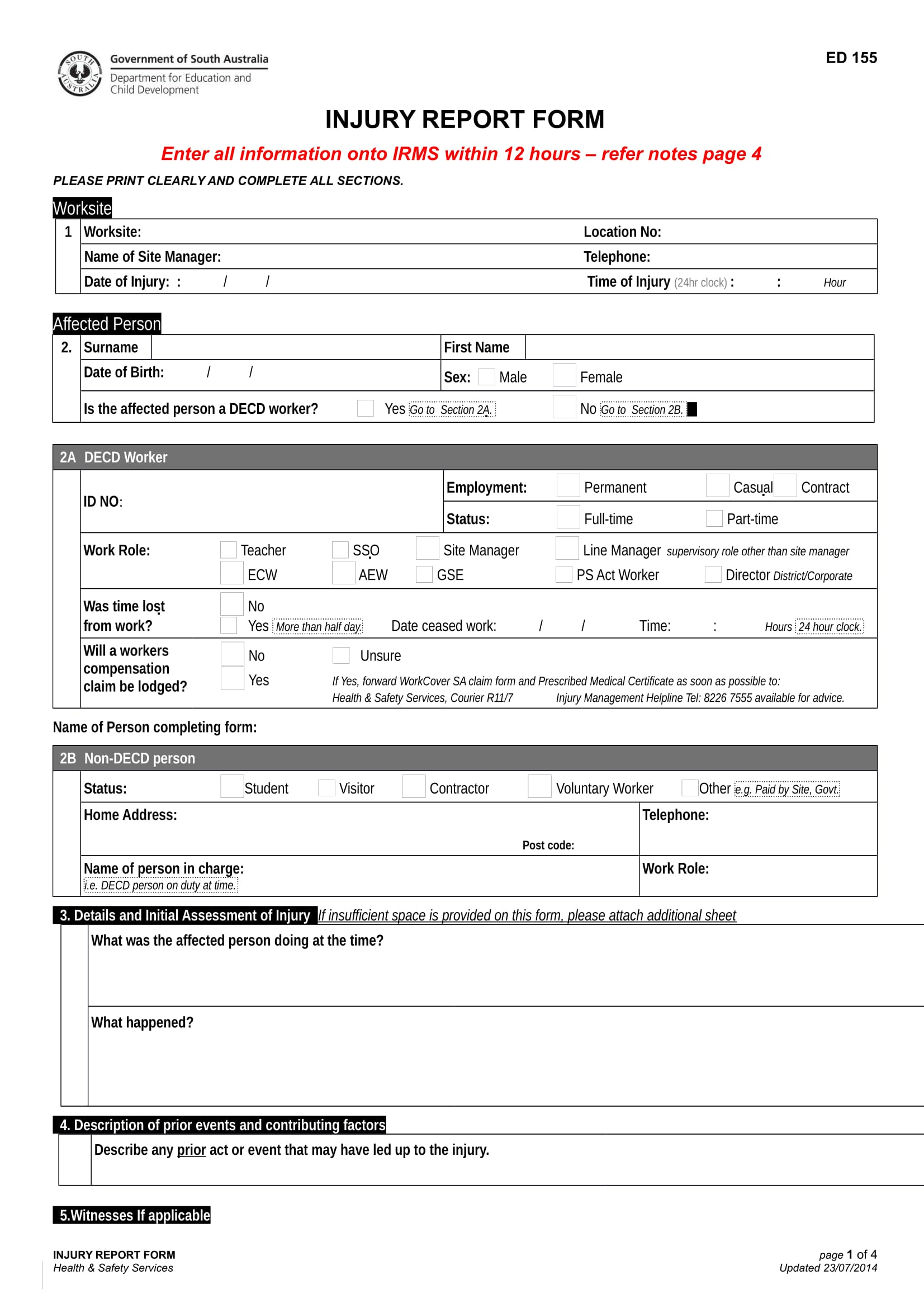 Incident Report Form Template Doc