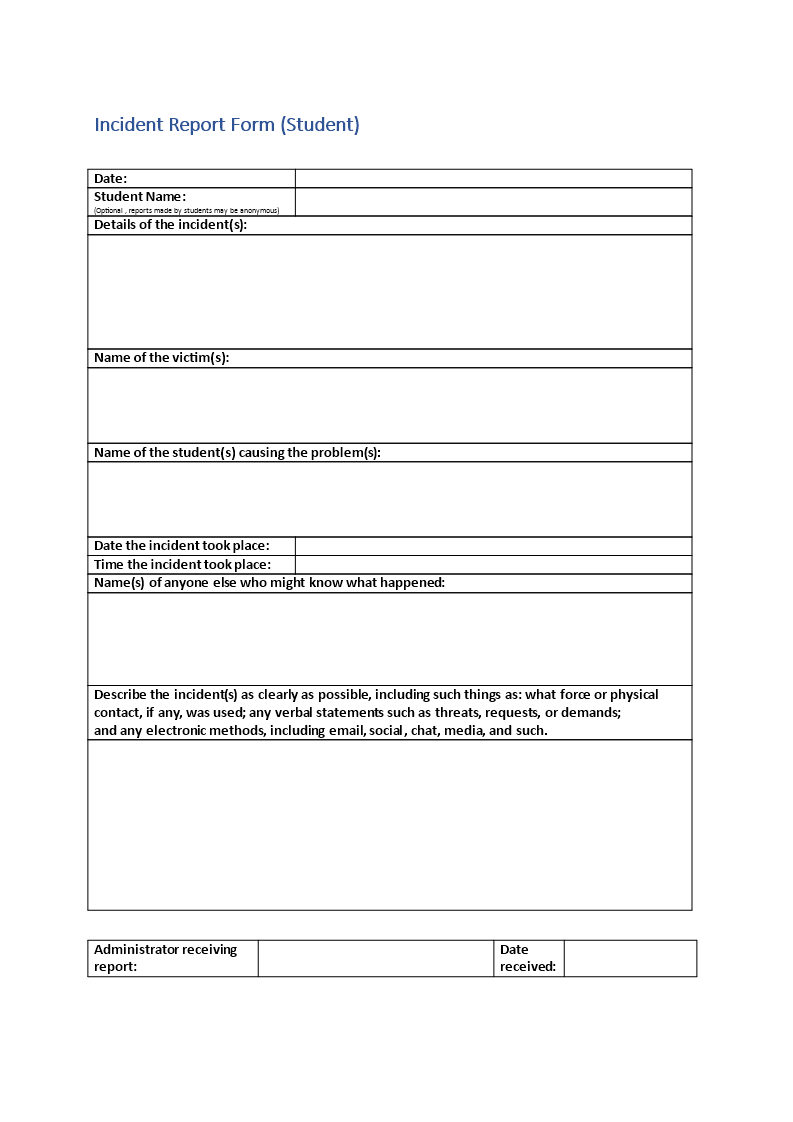 Incident Report Form Template Word