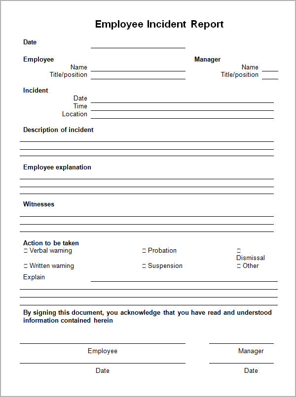 Incident Report Template 9 Free PDF DOC Download Sample Templates