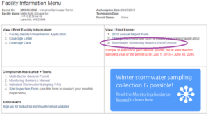 Industrial Stormwater Annual Report Available Updated Sampling Forms