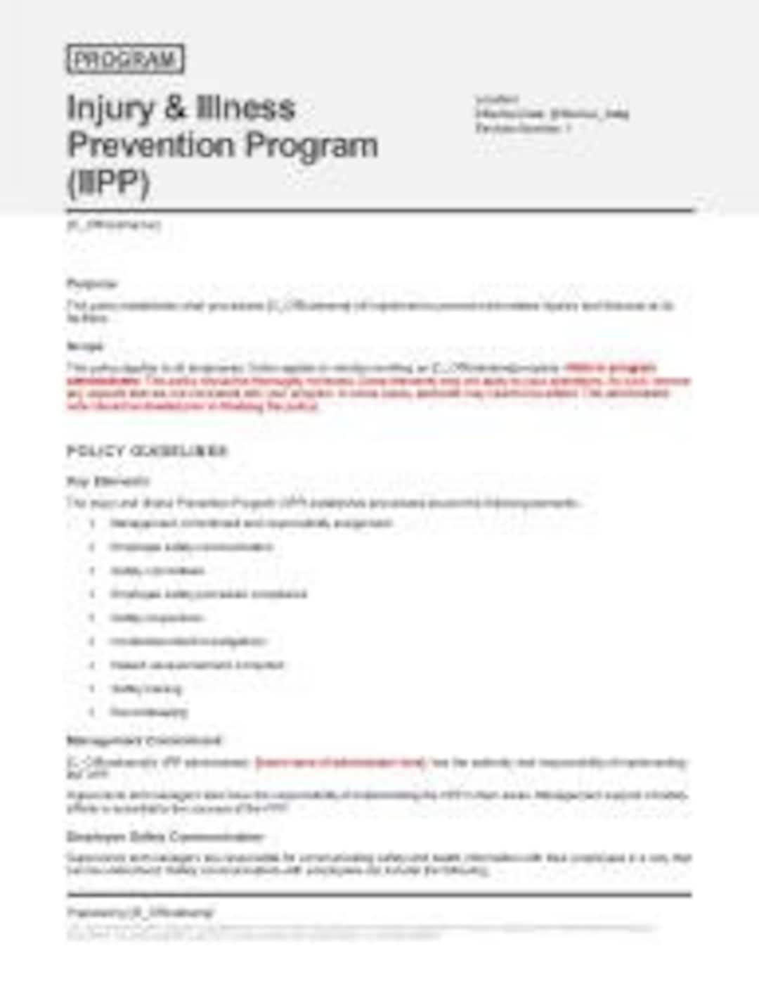 Injury Illness Form Prevention Templates Employee Health Etsy