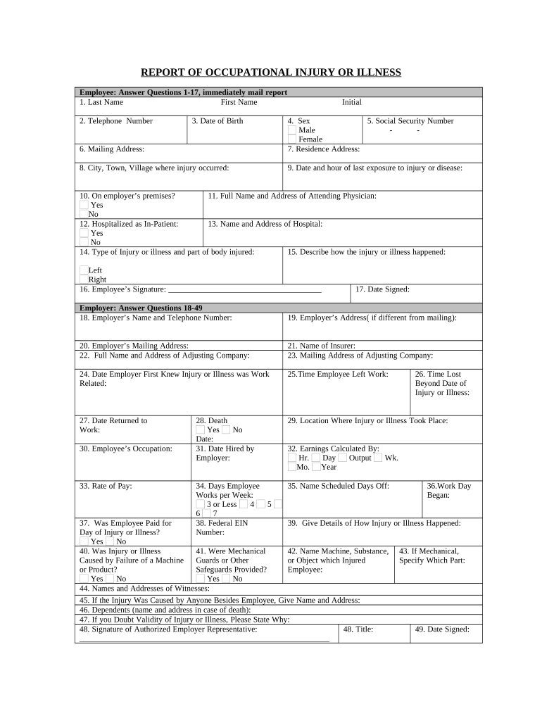 Injury Report Form Fill Out And Sign Printable PDF Template SignNow