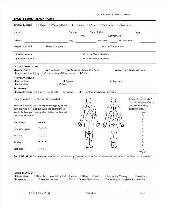 Injury Report Form Template 2 TEMPLATES EXAMPLE TEMPLATES EXAMPLE 