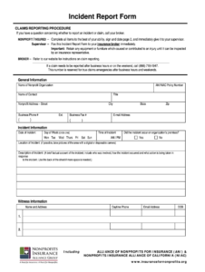 Insurance Incident Form Fill Online Printable Fillable Blank