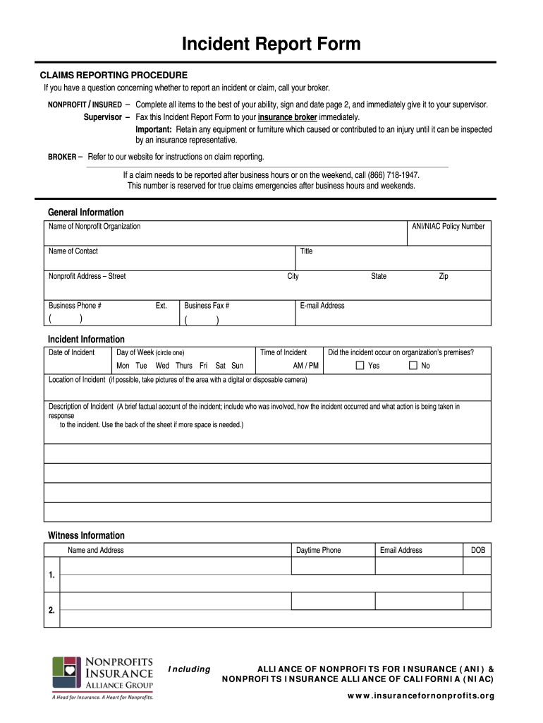 Insurance Incident Form Fill Online Printable Fillable Blank