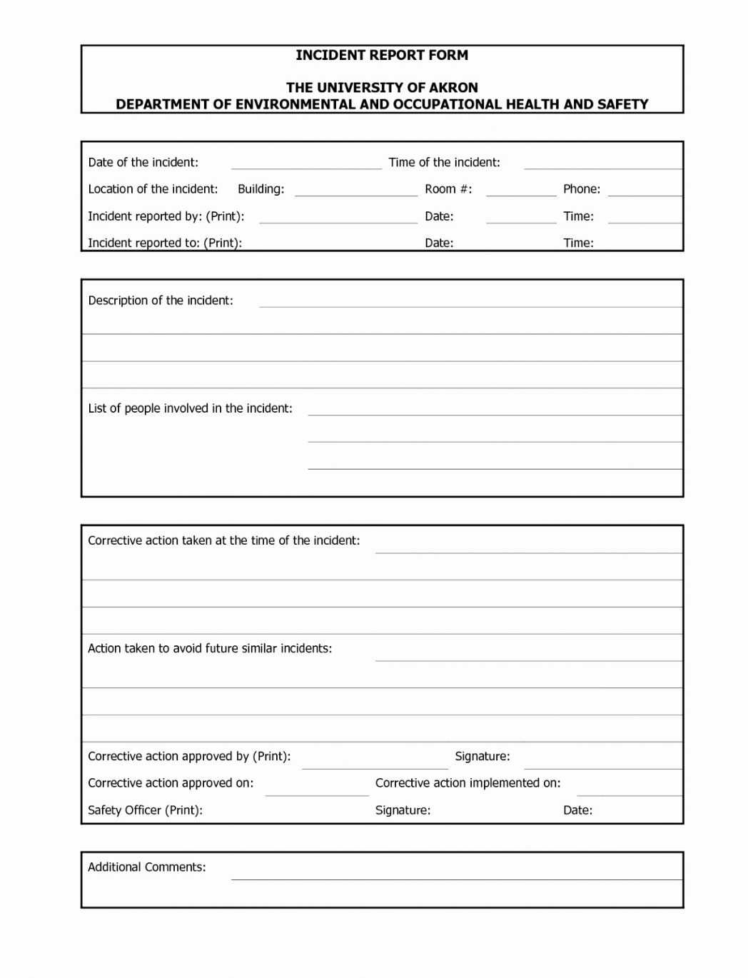 Insurance Incident Report Template