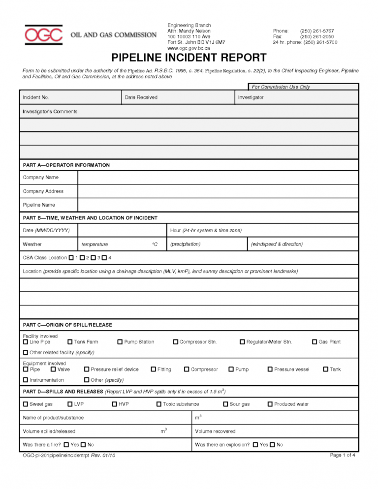 Insurance Incident Report Template Gambaran