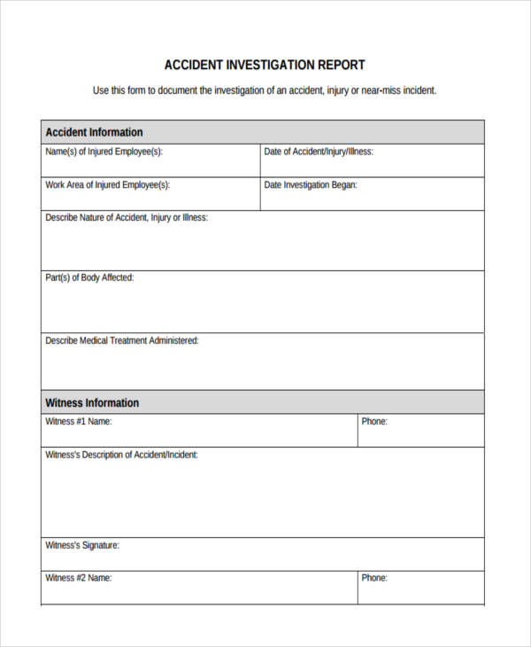 Investigation Report 22 Examples Format Pdf Examples
