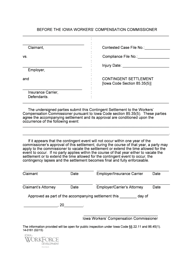 Iowa Workers CompensationFIRST REPORT Of INJURY Form Fill Out And 